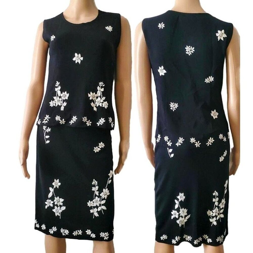 Thom Smith Atelier XXI Women's Black Sleeveless Blouse & Skirt Set Size XS - Picture 2 of 16
